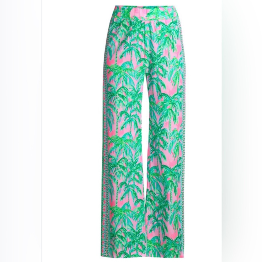 Lilly Pulitzer Pink and Green Palm Print Pants